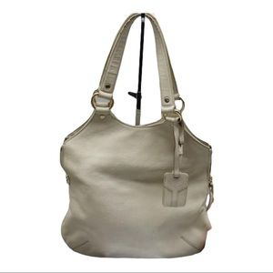 YVES SAINT LAURENT YSL White Leather Large Tribute Tote Bag W/ Entrupy COA